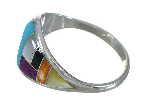 Silver Southwest Multicolor Ring Size 8-3/4 YX74977